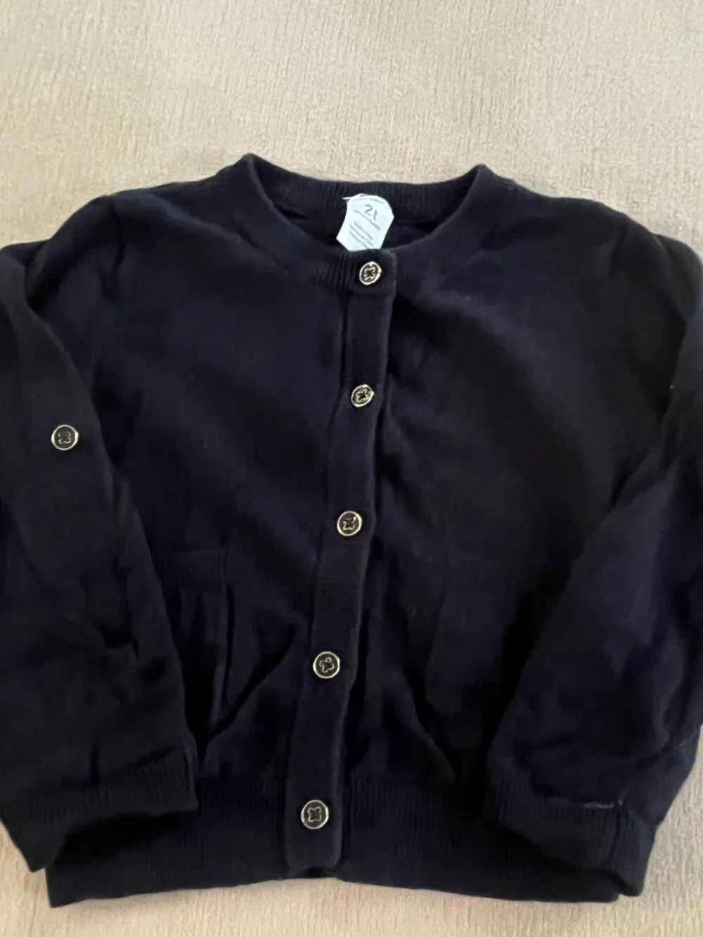 Carter's Toddler Girls Black Cardigan Sweater Long Sleeves Size 2T